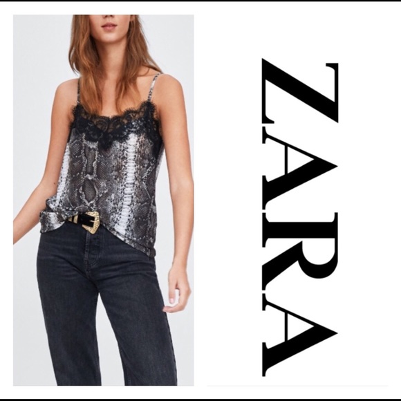 Zara Tops - Zara python print lace tank top cami size small